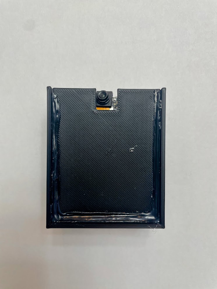 eyEar prototype — front view showing the camera module